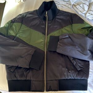 Worn 1x black and green crop styled jacket